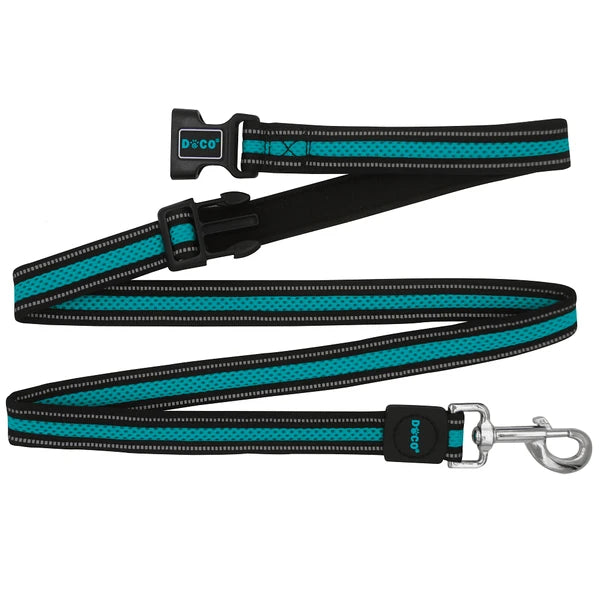 DOCO dog Leash L/M mesh TRQUASE & black (180x2.5cm)